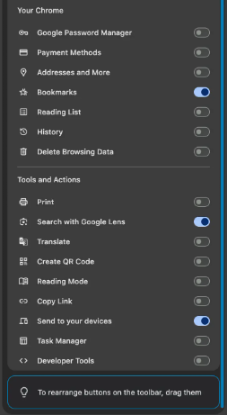 Как быстро настроить панель инструментов в Google Chrome с помощью клавиш